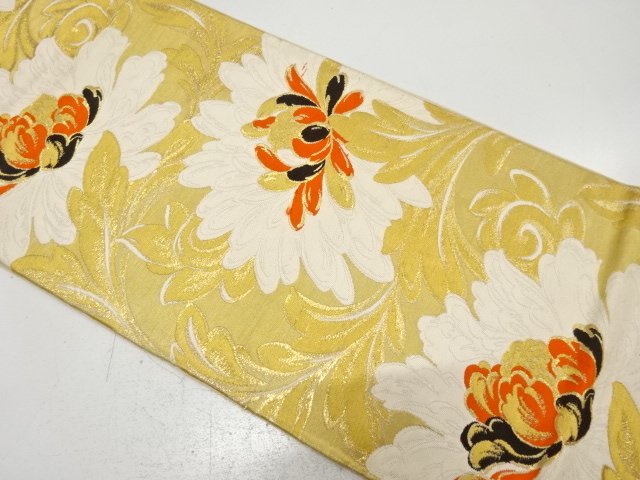 JAPANESE KIMONO / ANTIQUE FUKURO OBI / SILK / WOVEN PEONY ARABESQUE